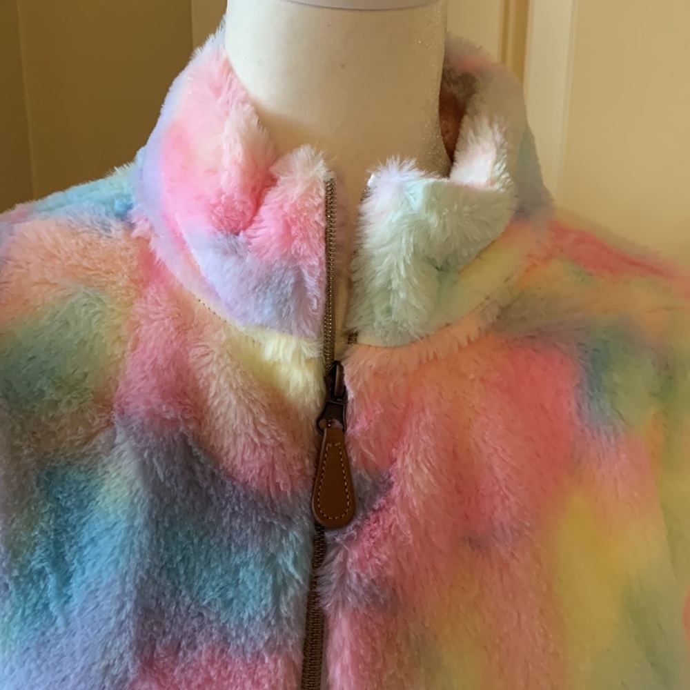 NWT Rainbow Faux Fur Pullover - Picture 4 of 8